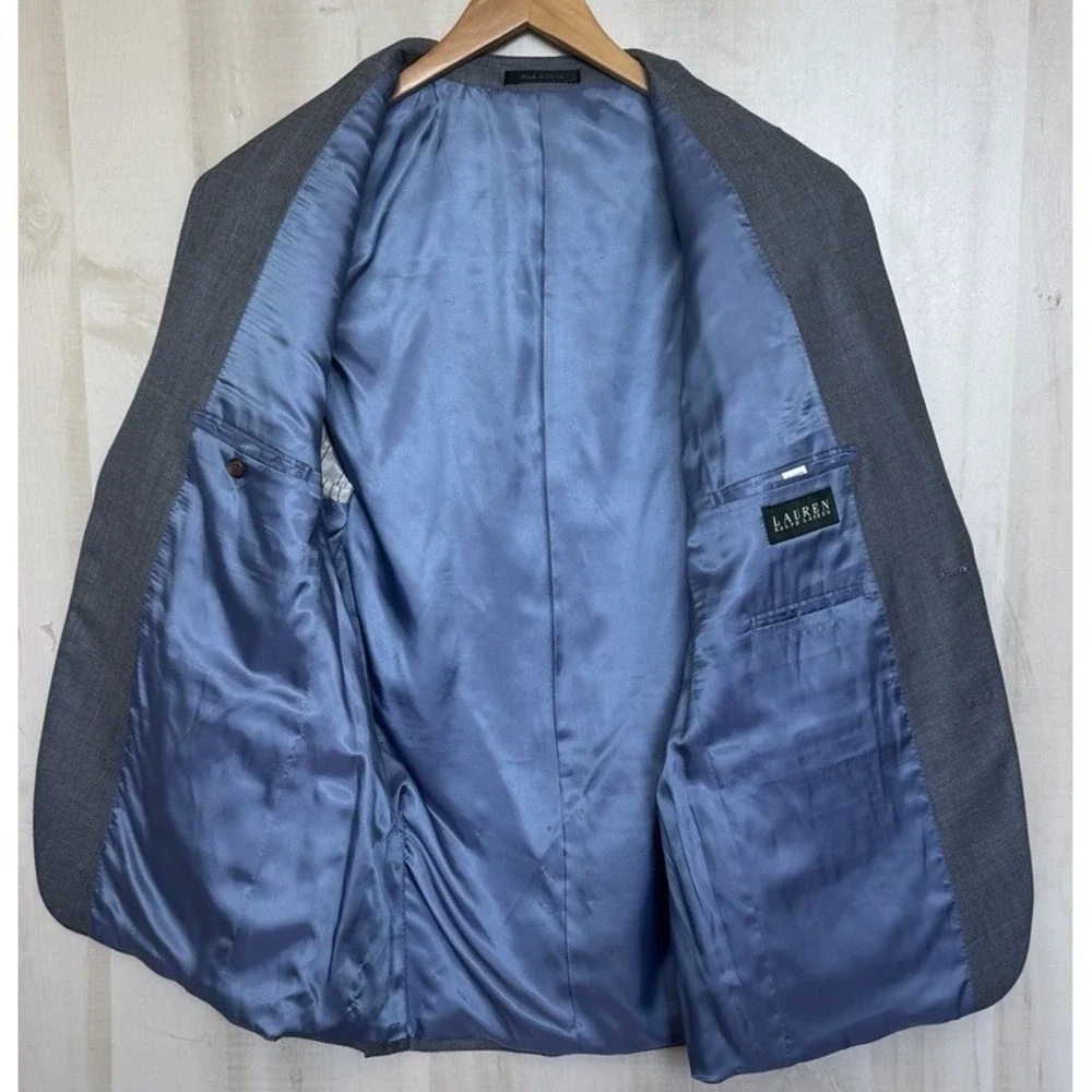 NEW Ralph Lauren Silk Wool Blazer Coat Sport Jacket 2 Button Size 44R Blue